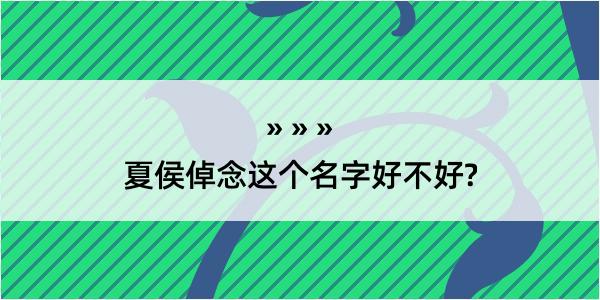 夏侯倬念这个名字好不好?