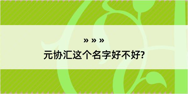 元协汇这个名字好不好?