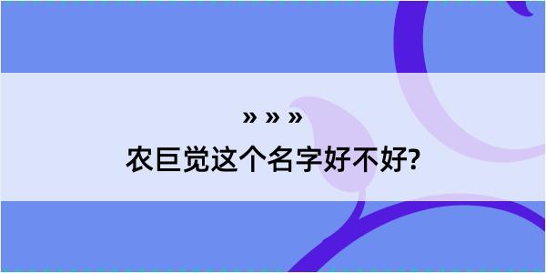 农巨觉这个名字好不好?