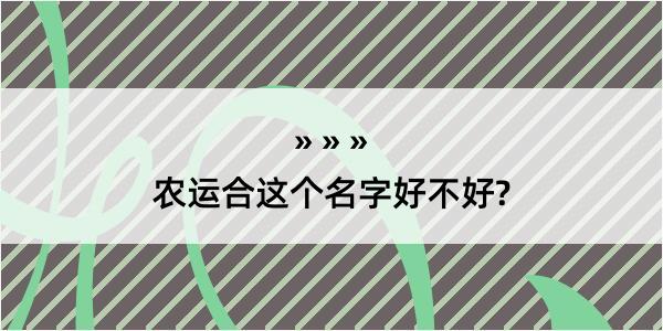 农运合这个名字好不好?