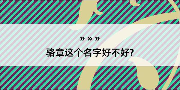 骆章这个名字好不好?