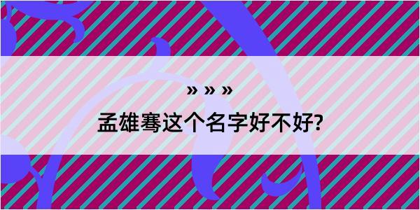 孟雄骞这个名字好不好?