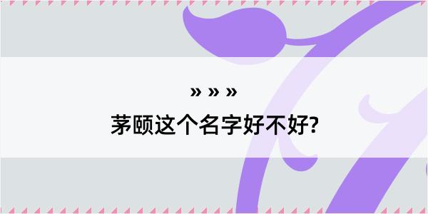 茅颐这个名字好不好?