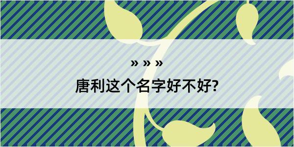 唐利这个名字好不好?