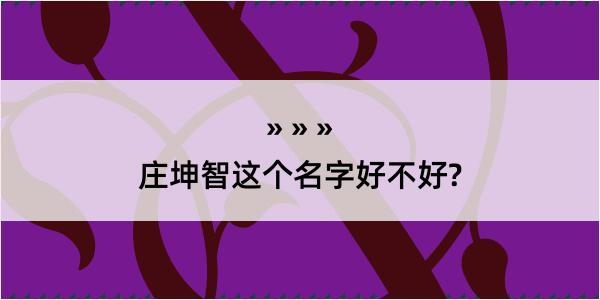 庄坤智这个名字好不好?