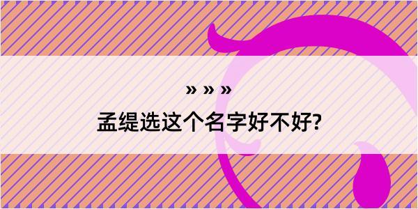 孟缇选这个名字好不好?