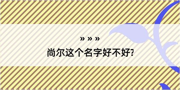 尚尔这个名字好不好?