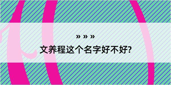 文养程这个名字好不好?