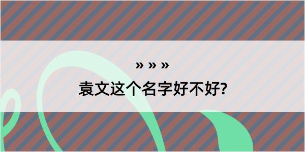 袁文这个名字好不好?