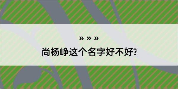 尚杨峥这个名字好不好?