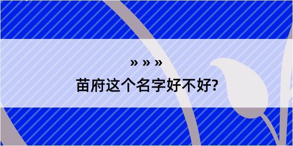 苗府这个名字好不好?