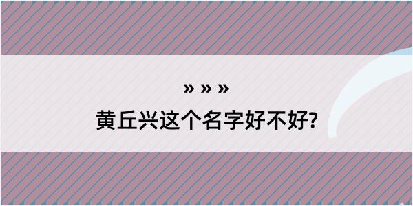 黄丘兴这个名字好不好?