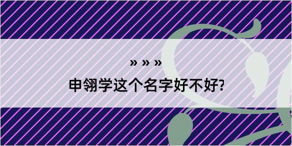 申翎学这个名字好不好?