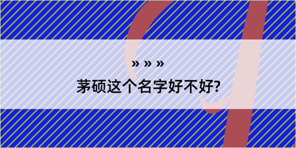 茅硕这个名字好不好?