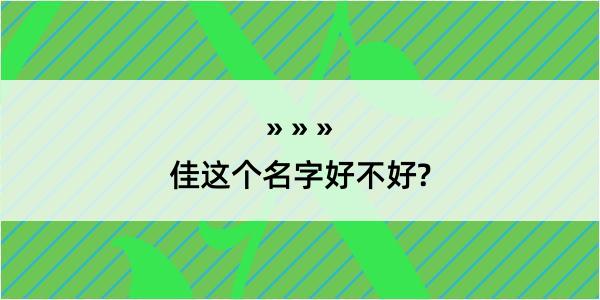 佳这个名字好不好?