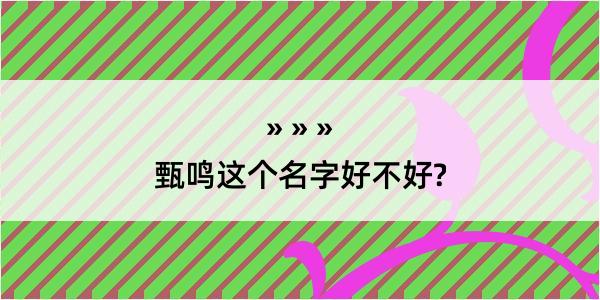 甄鸣这个名字好不好?