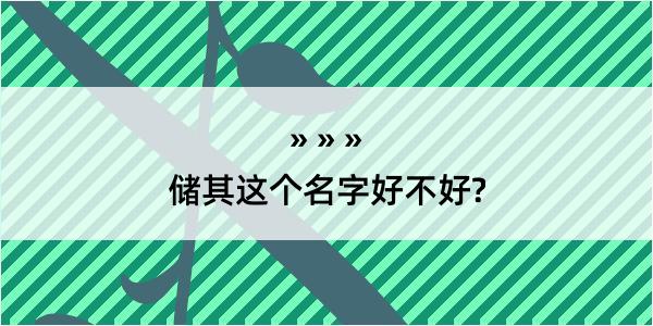 储其这个名字好不好?