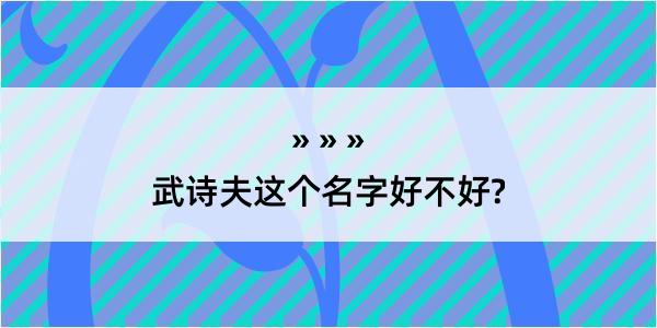 武诗夫这个名字好不好?