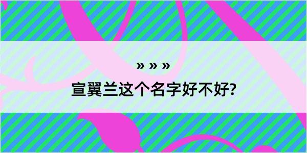 宣翼兰这个名字好不好?