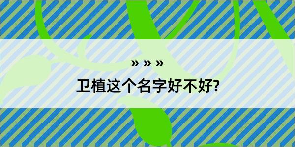 卫植这个名字好不好?