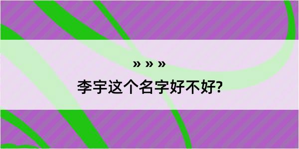 李宇这个名字好不好?