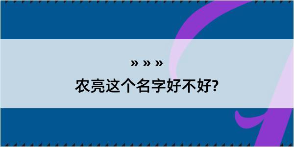 农亮这个名字好不好?