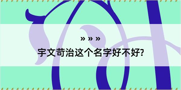 宇文苛治这个名字好不好?