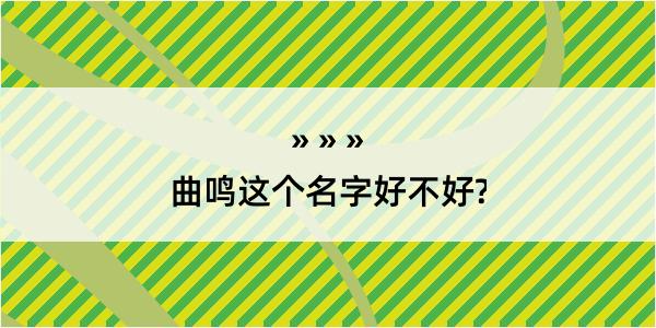 曲鸣这个名字好不好?