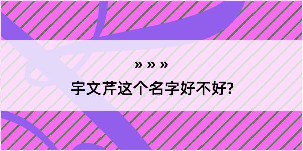 宇文芹这个名字好不好?