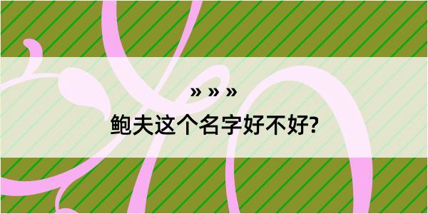 鲍夫这个名字好不好?