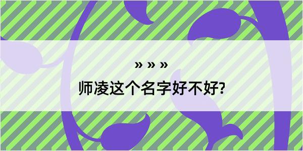 师凌这个名字好不好?