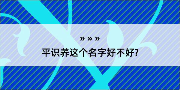 平识荞这个名字好不好?