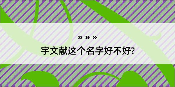 宇文献这个名字好不好?