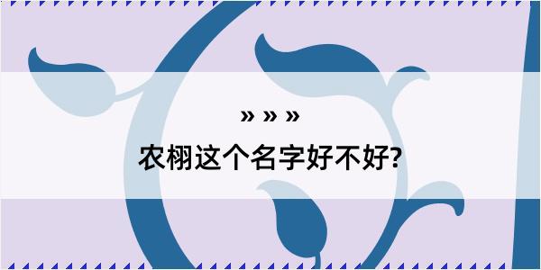 农栩这个名字好不好?