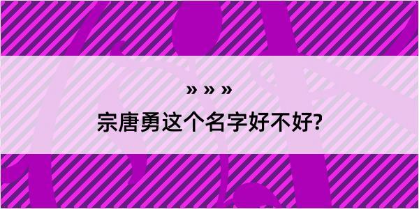 宗唐勇这个名字好不好?