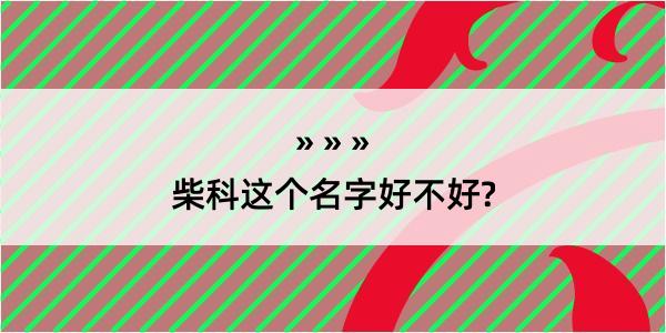 柴科这个名字好不好?