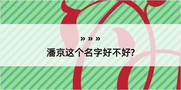 潘京这个名字好不好?