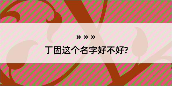 丁固这个名字好不好?