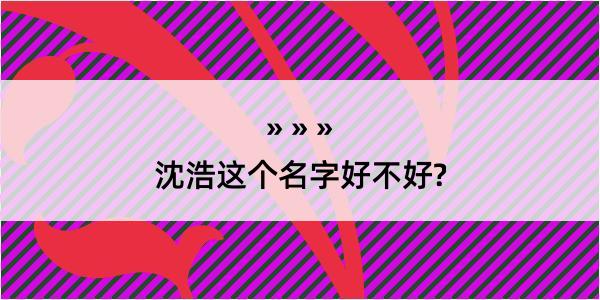 沈浩这个名字好不好?