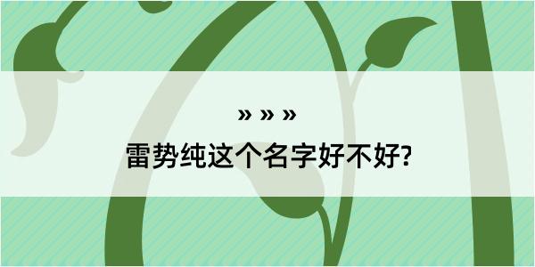 雷势纯这个名字好不好?