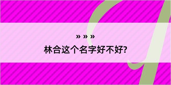 林合这个名字好不好?