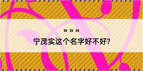 宁茂实这个名字好不好?