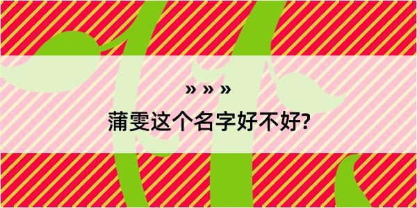 蒲雯这个名字好不好?