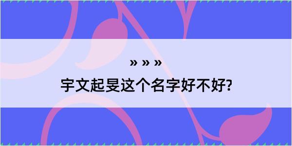 宇文起旻这个名字好不好?