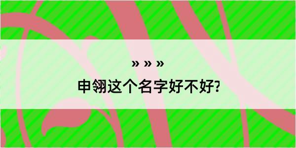 申翎这个名字好不好?