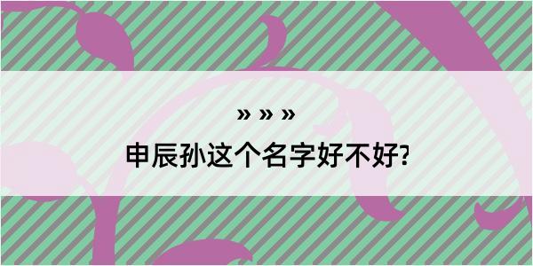 申辰孙这个名字好不好?