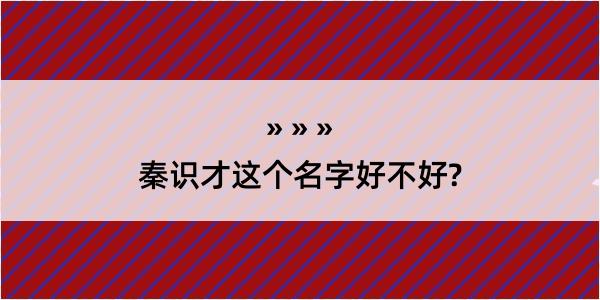 秦识才这个名字好不好?