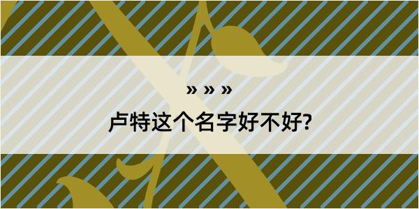 卢特这个名字好不好?