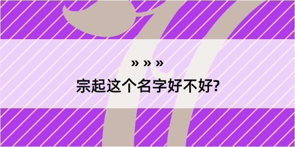 宗起这个名字好不好?