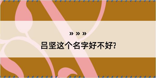 吕坚这个名字好不好?